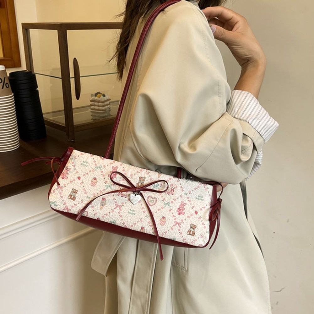 Leatherwork In French - Borsa a Spalla con Stampa Cartoon
