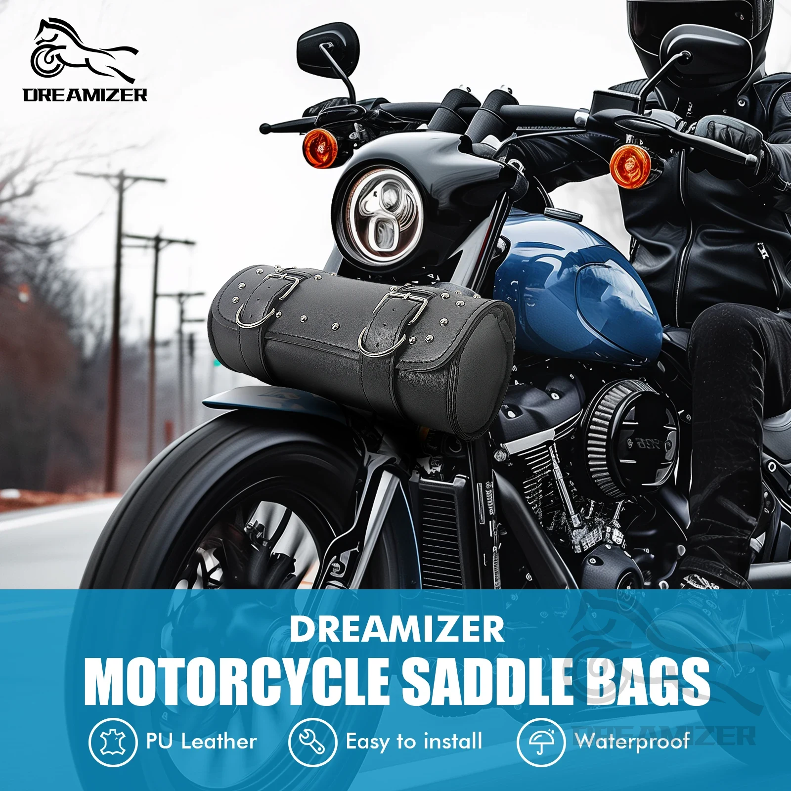 Leatherwork Bag - Borsa da manubrio per moto in