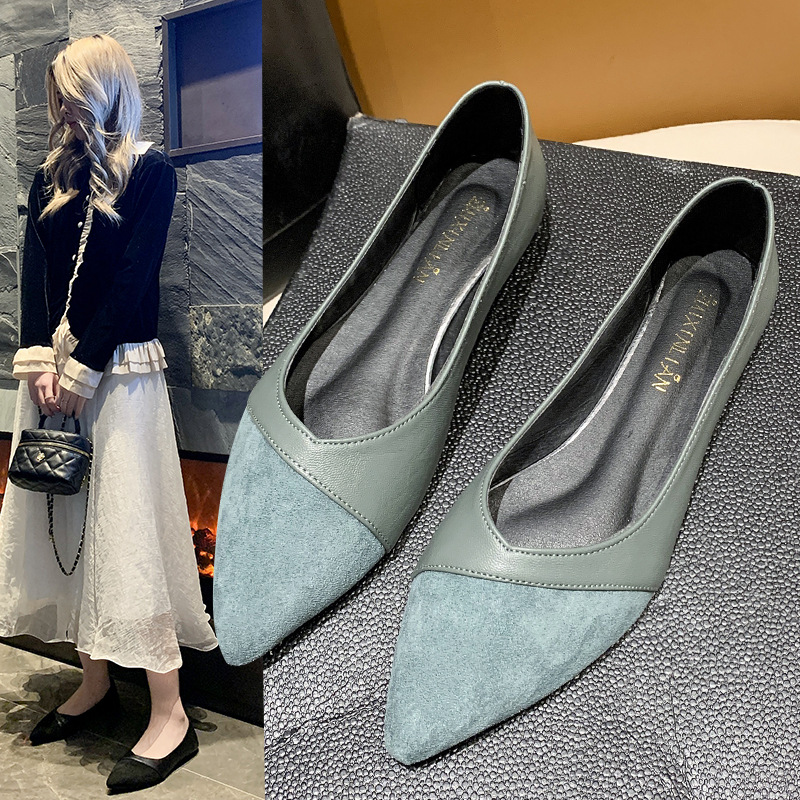Leather Work Heels - Scarpe piatte in pelle nera da