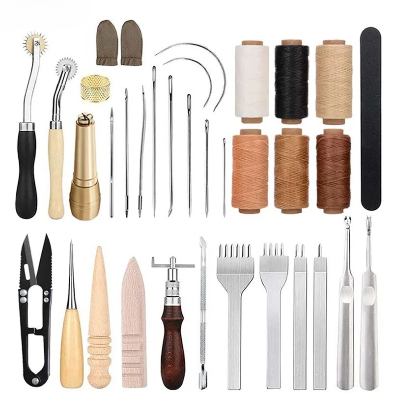 Beginner Leatherwork Kit - Kit di 25 Attrezzi per Lavorazione