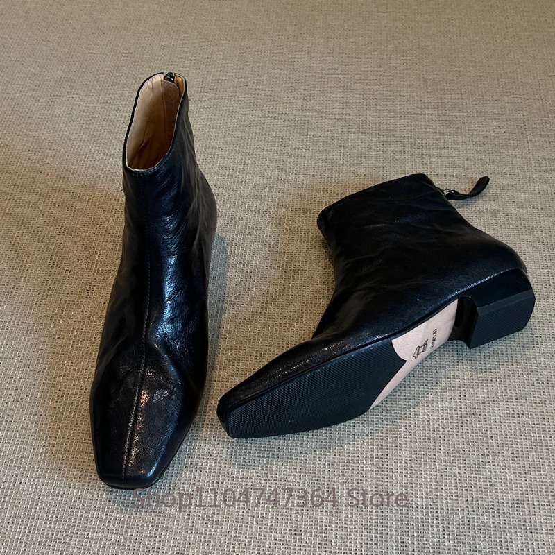 Leatherwork In French - Stivali alla Caviglia in Pelle di