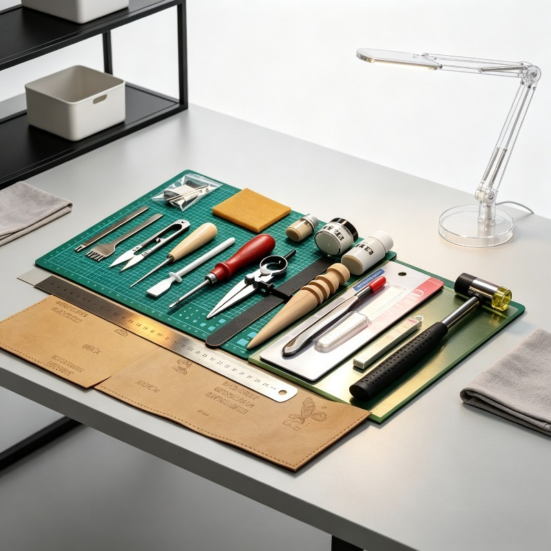 Beginner Leatherwork Kit - Set per Lavorazione del Cuoio Fai-da-Te,