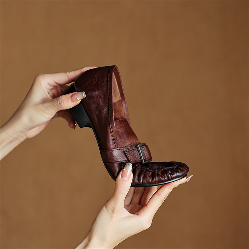 Nuove pompe da donna in vera p - Leather Work Heels recensione e prezzo