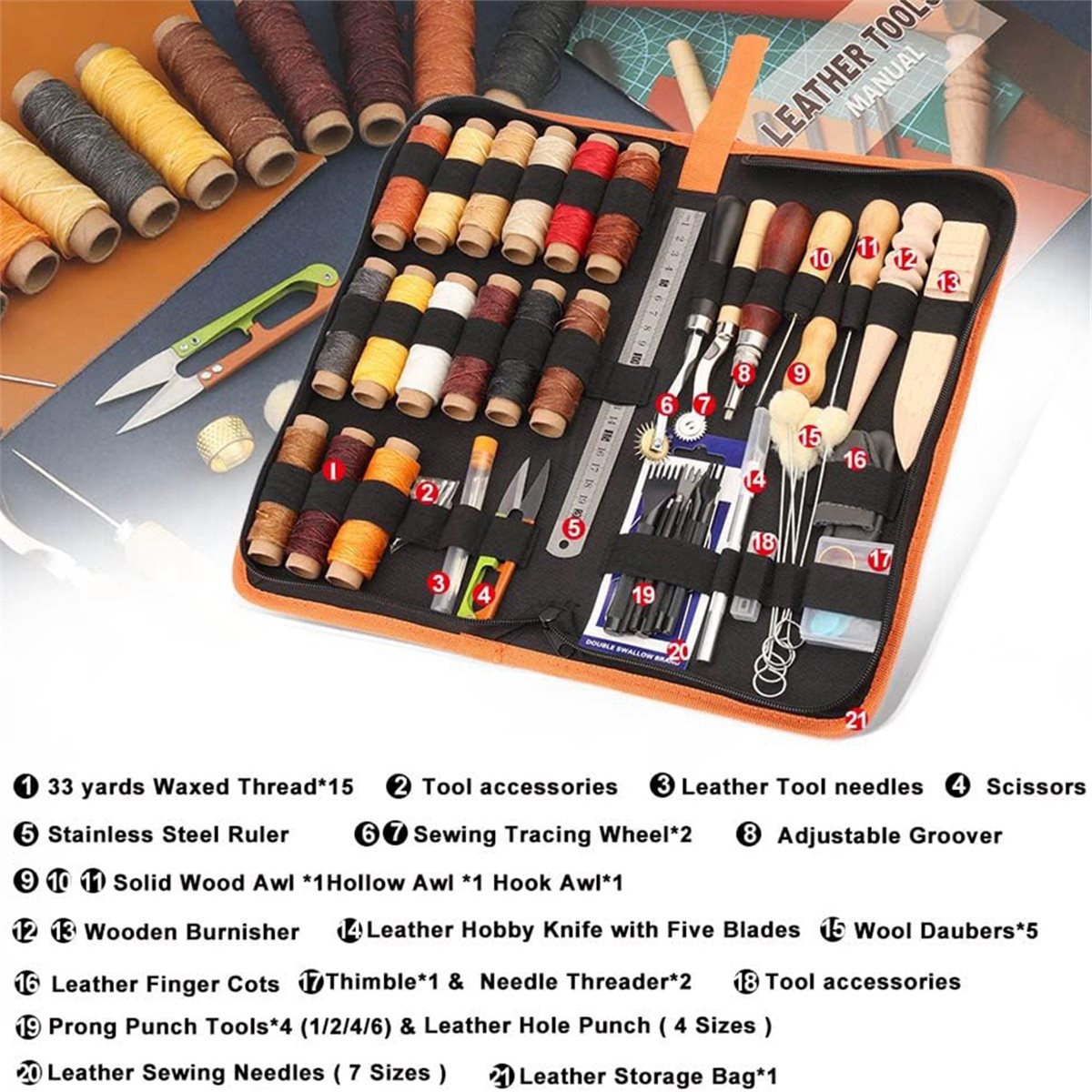 Kit di 66 Utensili per Lavoraz - Beginner Leatherwork Kit recensione e prezzo